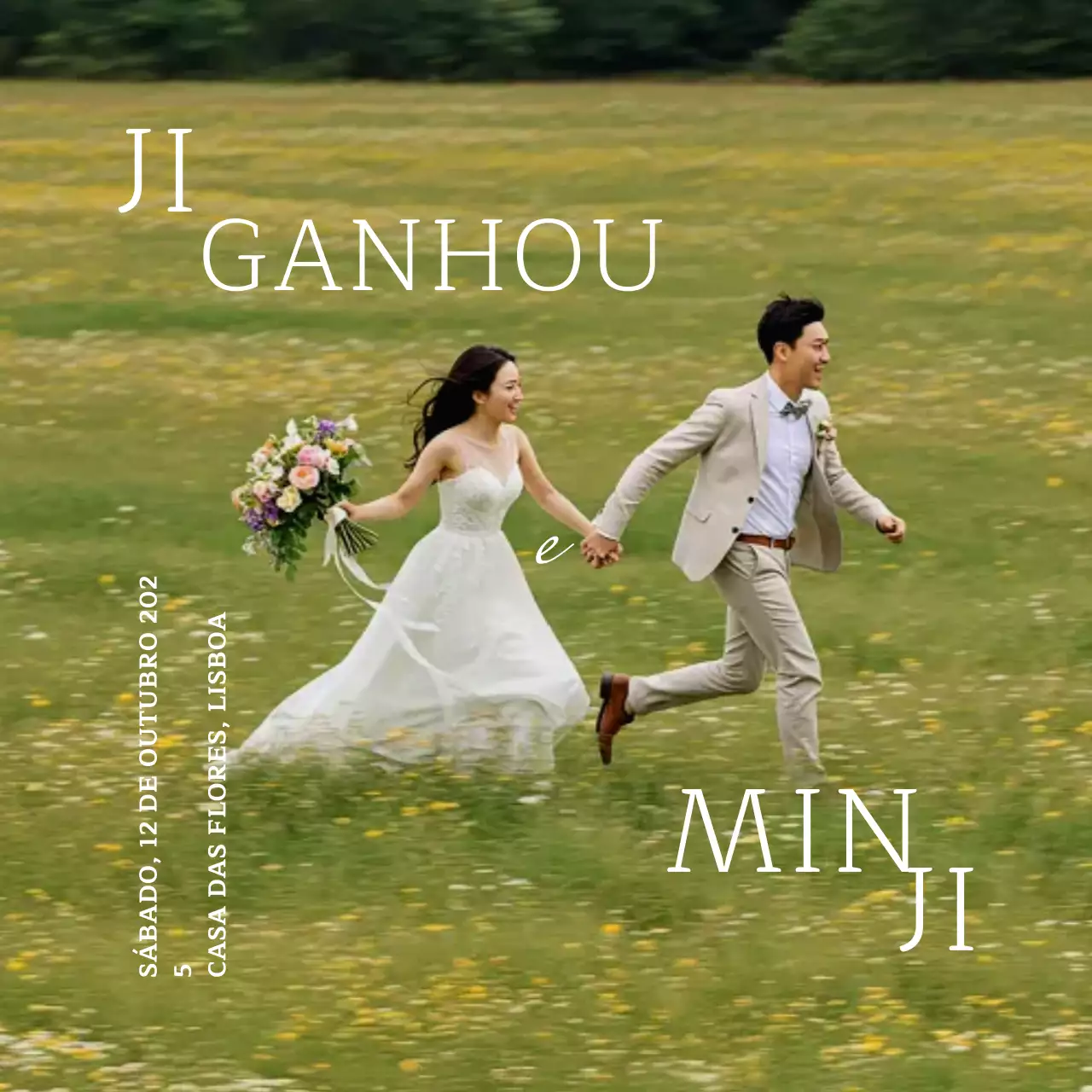 Convite de casamento elegante verde