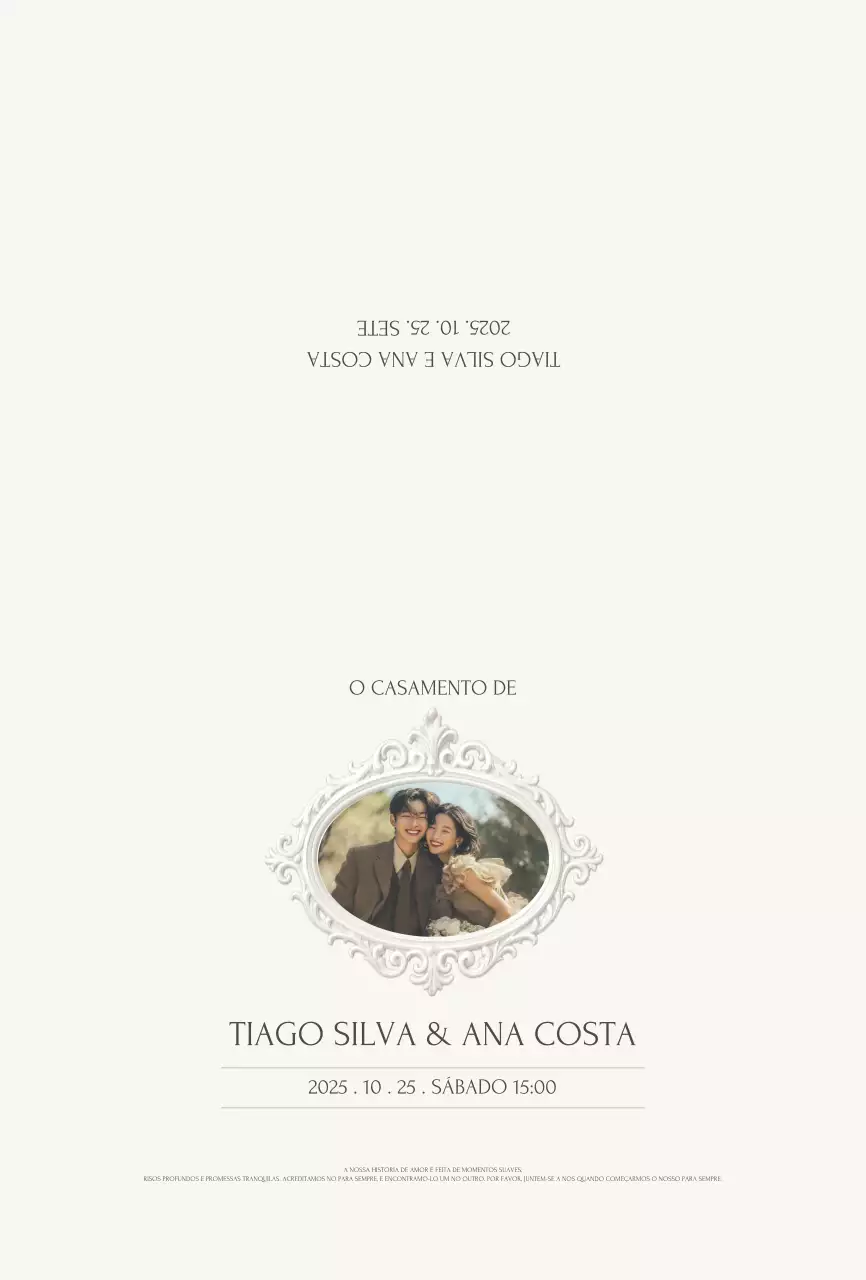 Convite de casamento clássico em marfim