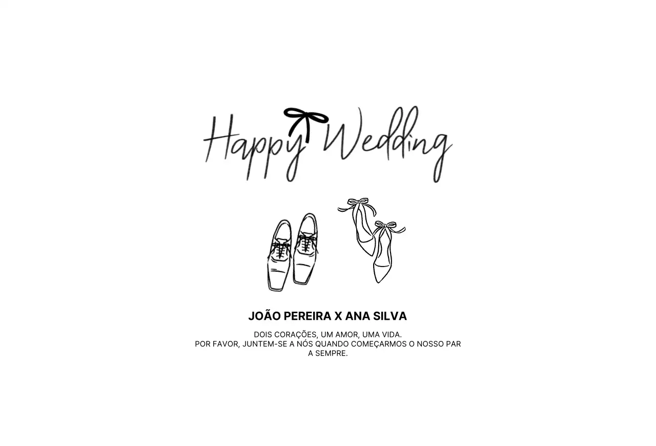 Convite de casamento branco simples