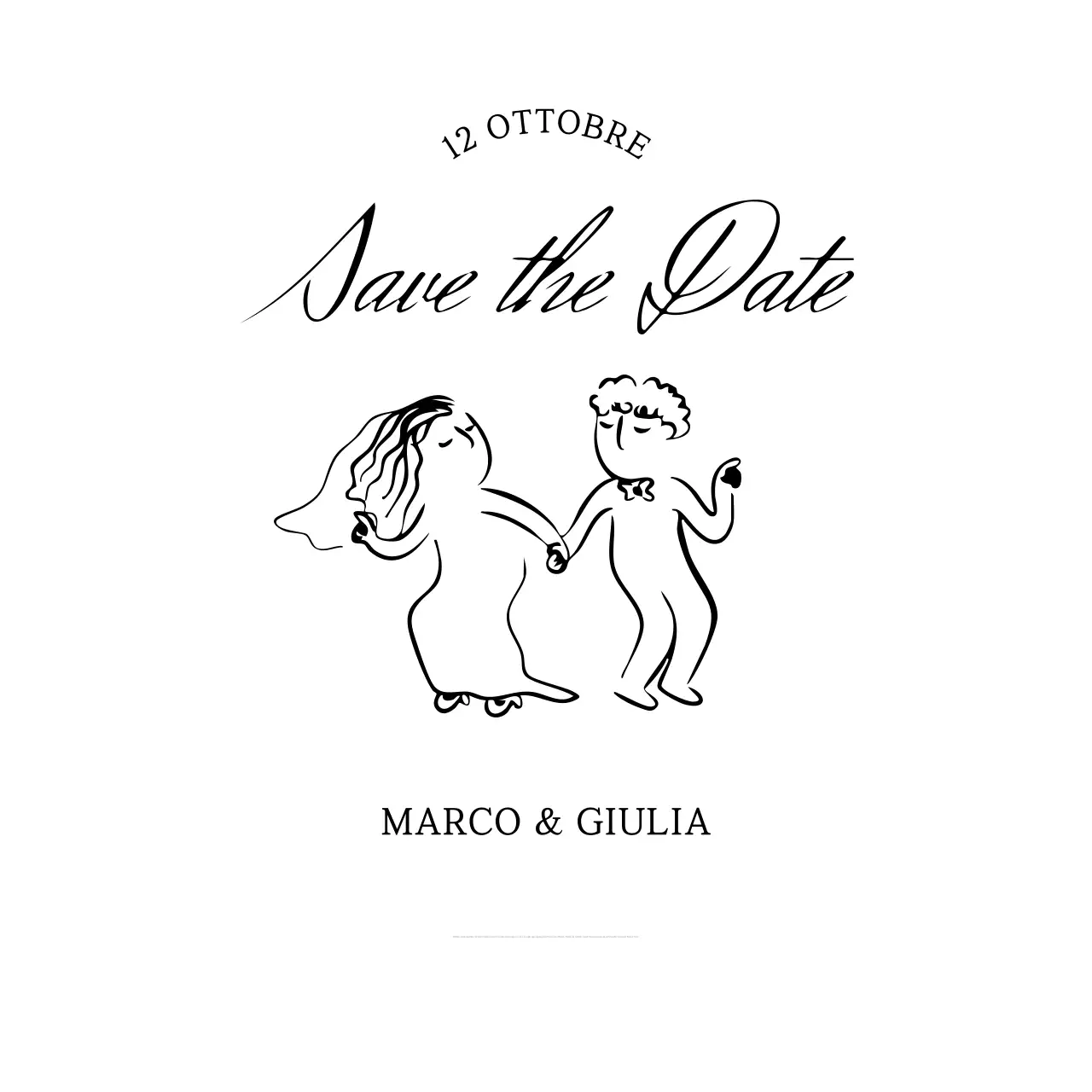 Invito di nozze semplice in bianco e nero