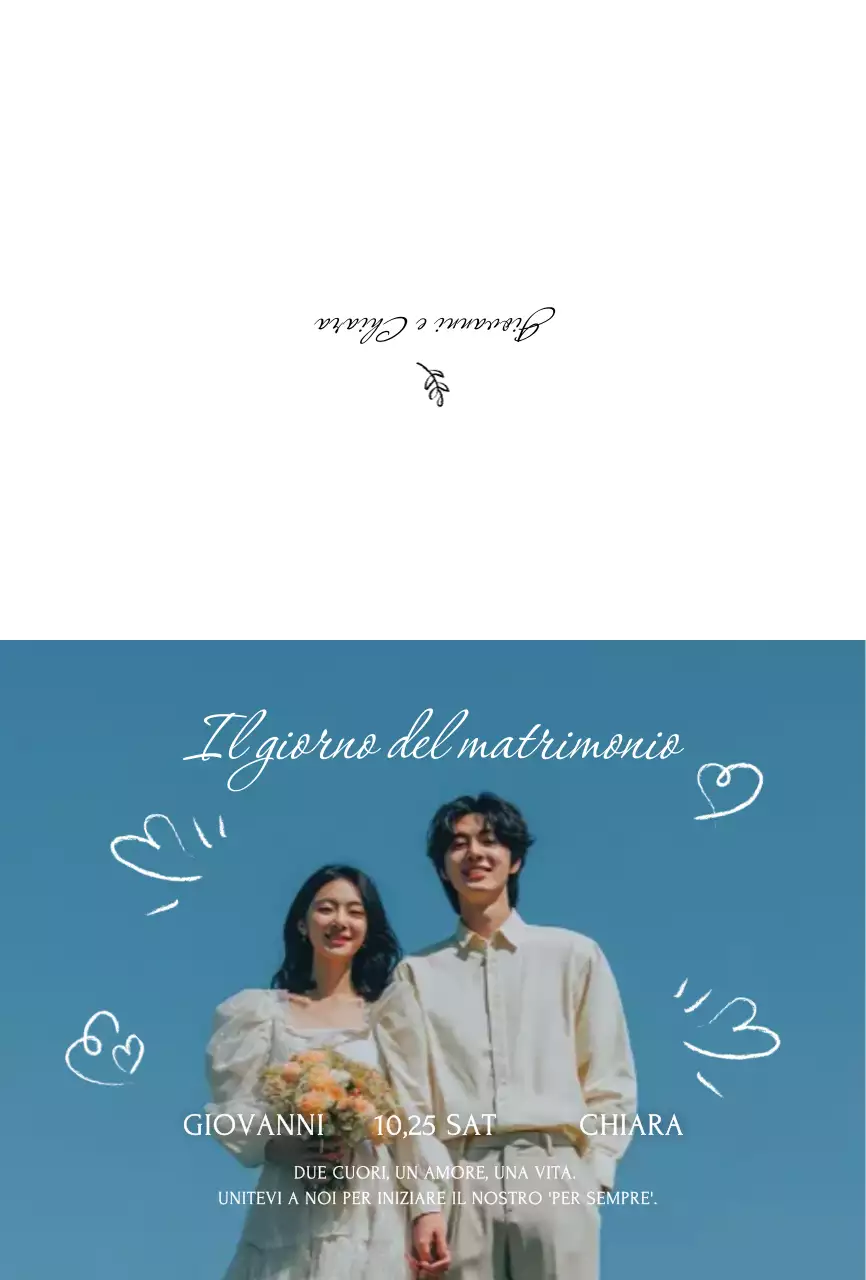 Invito di nozze semplice azzurro cielo