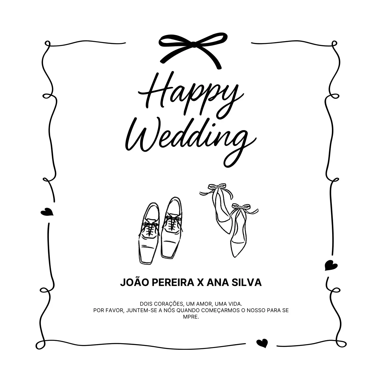 Convite de casamento preto simples