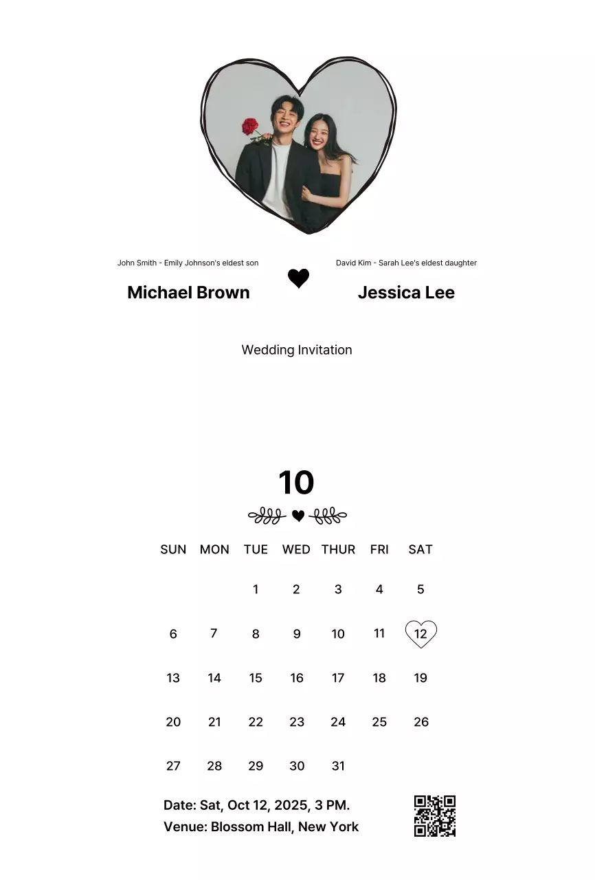 White Simple Wedding Invitation