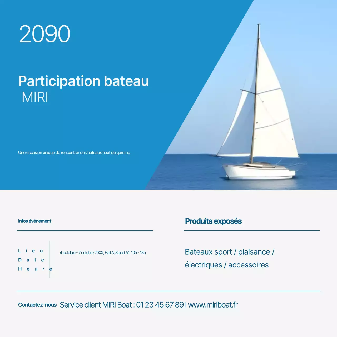 Guide de l'exposition Blue Modern Boat