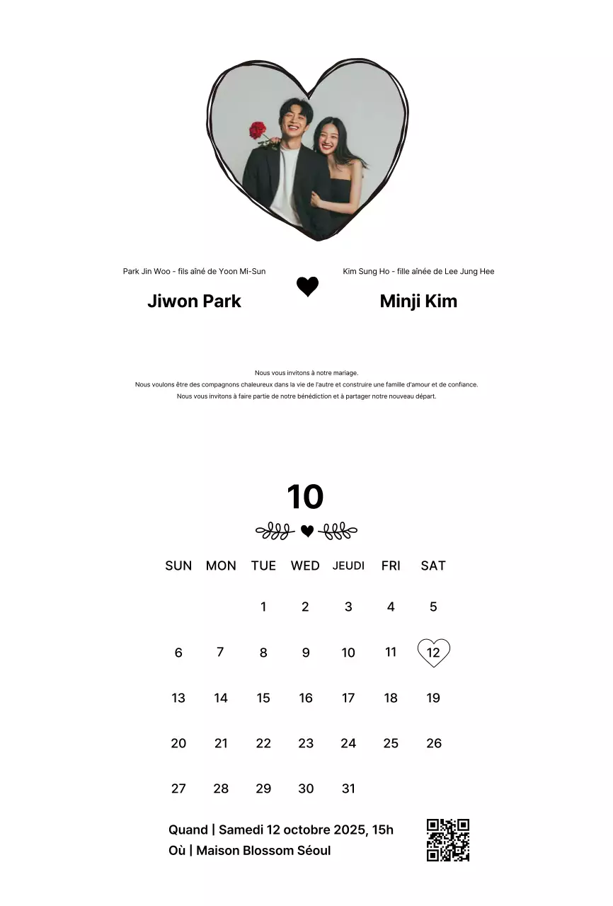 Faire-part de mariage simple et blanc