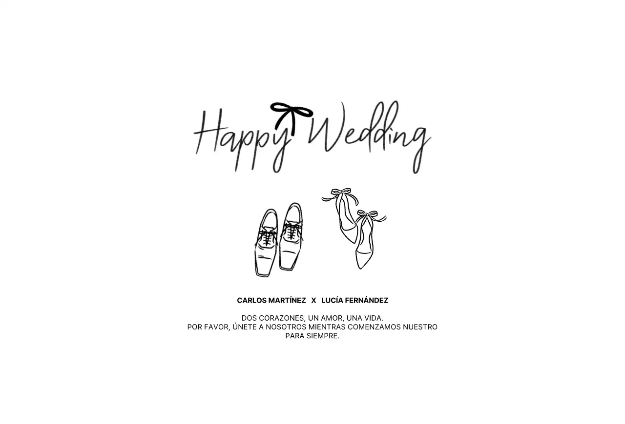 Invitación de boda sencilla blanca