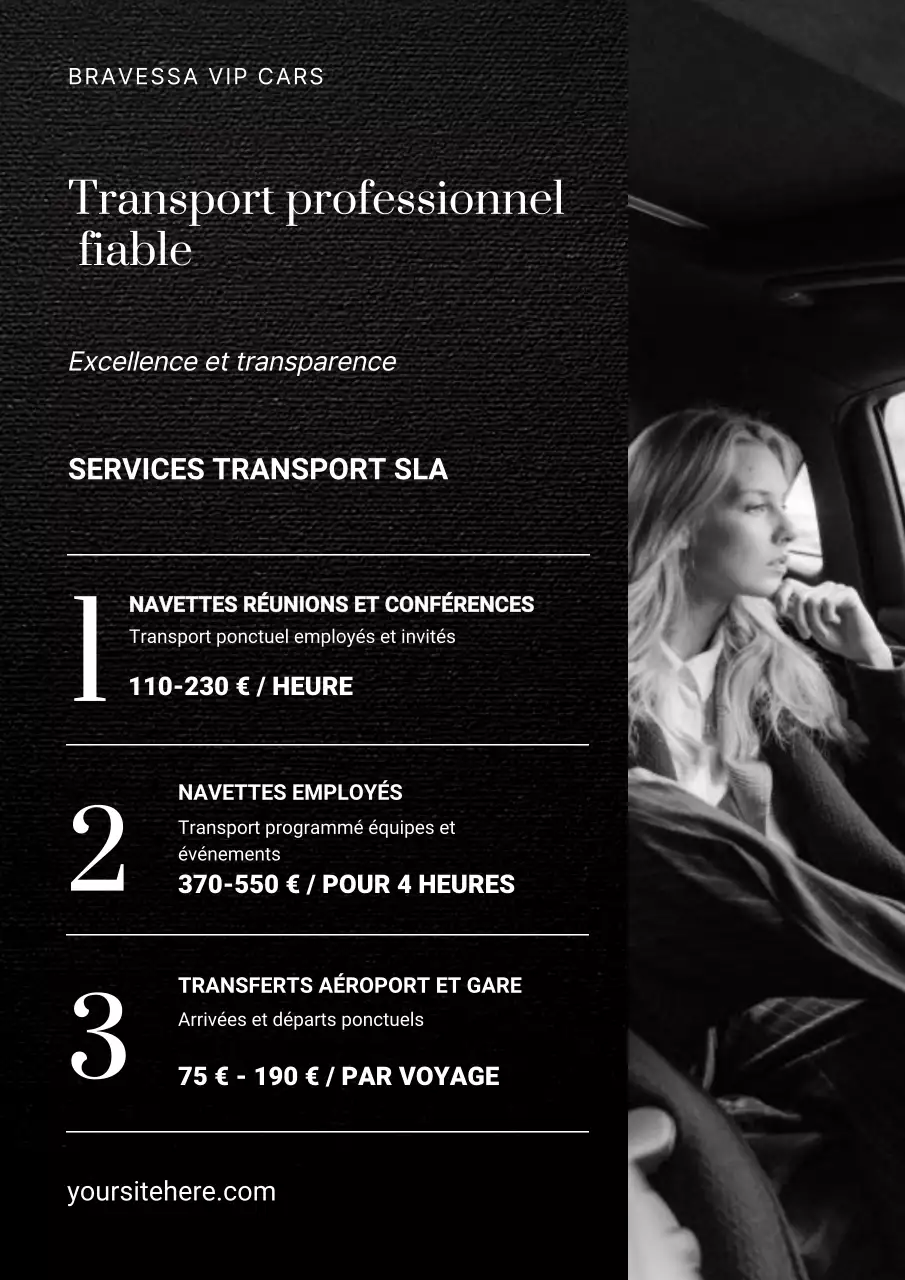 Affiche Web promotionnelle pour le transport professionnel gris