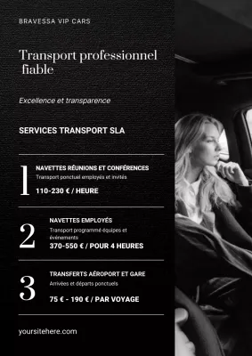 Affiche Web promotionnelle pour le transport professionnel gris