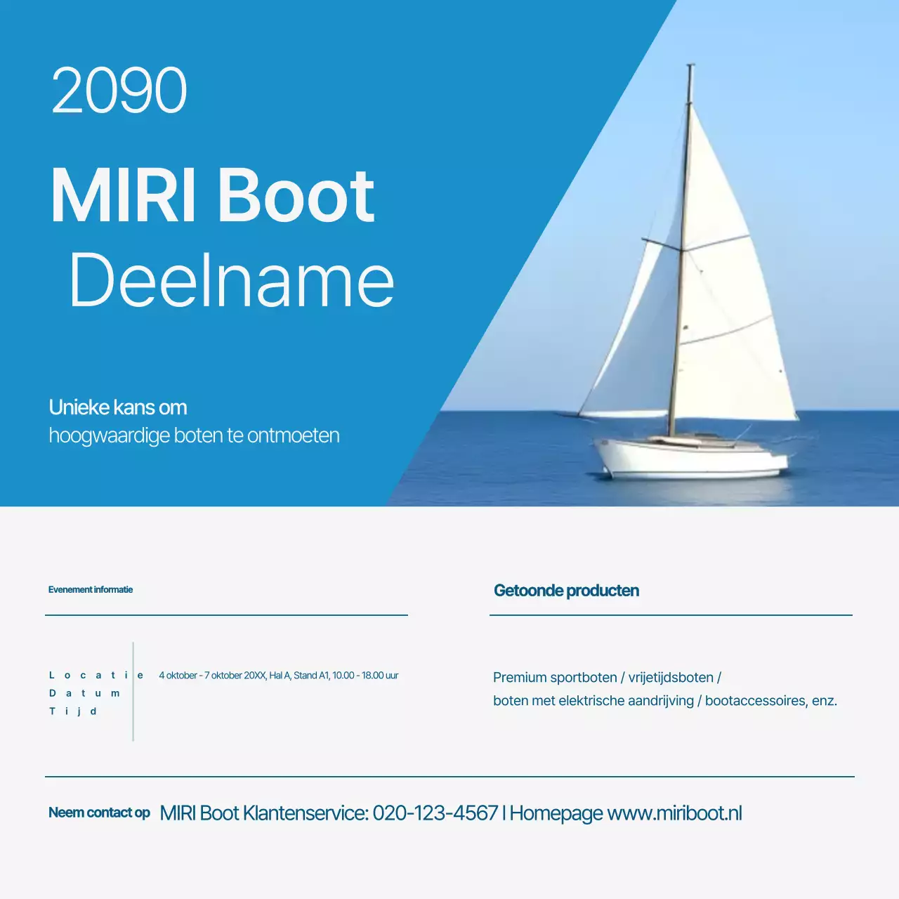 Gids voor de tentoonstelling Blue Modern Boat