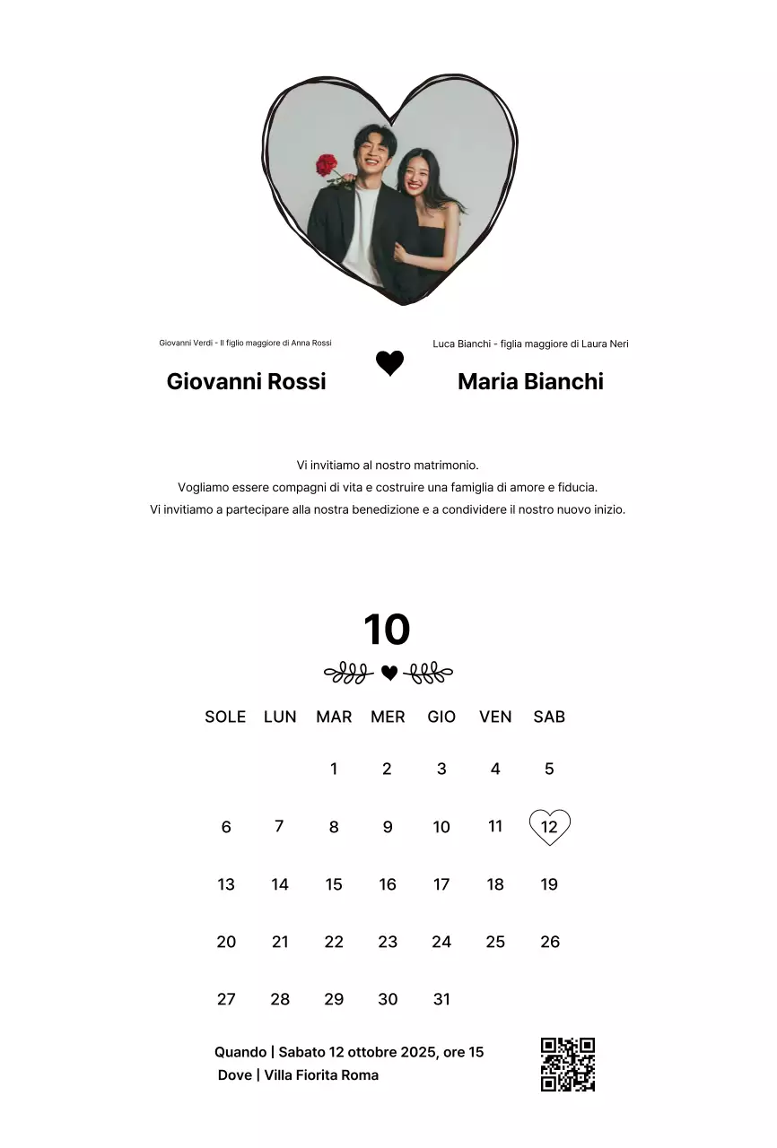 Invito di nozze semplice bianco