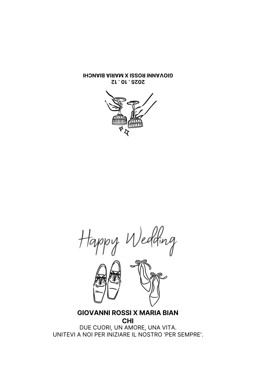 Invito di nozze semplice bianco