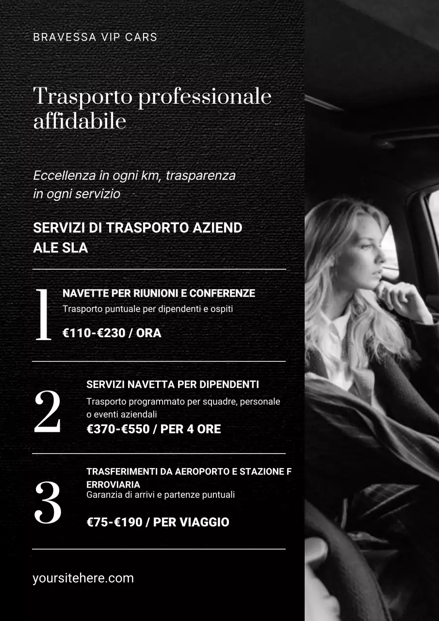 Poster Web per la promozione del trasporto professionale grigio