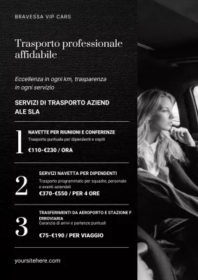 Poster Web per la promozione del trasporto professionale grigio