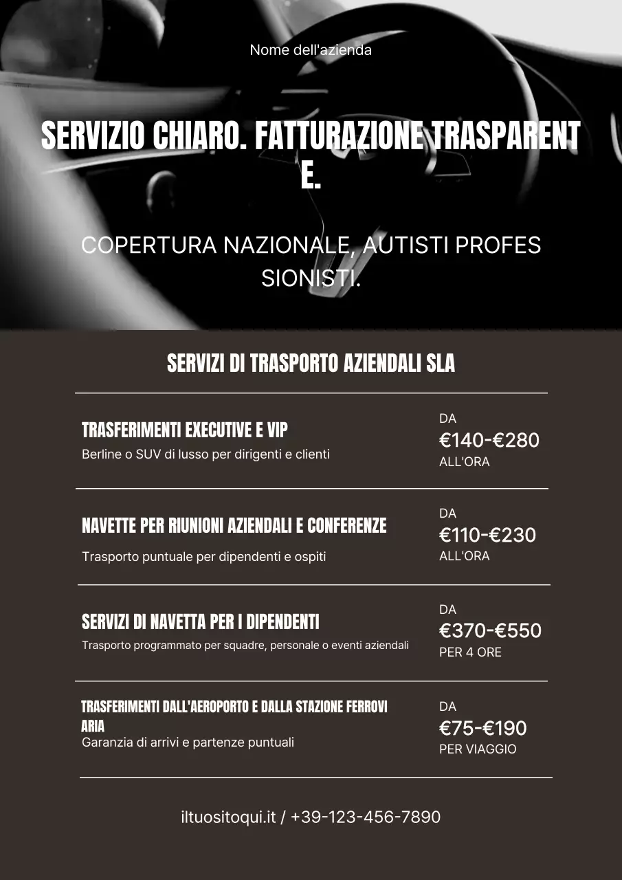 Manifesto pubblicitario per il trasporto moderno sul web