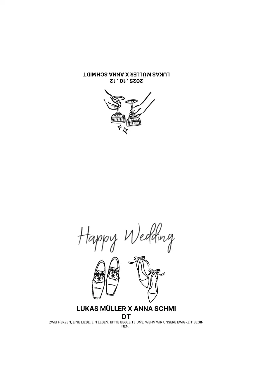 Weiße einfache Hochzeitseinladung