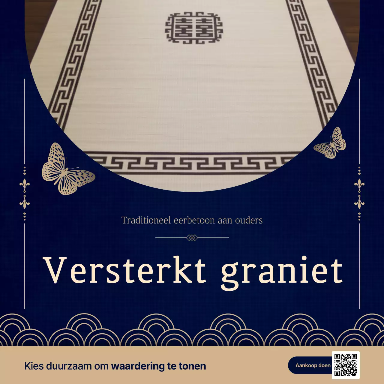 Blauwe traditionele geschenkadvertentie