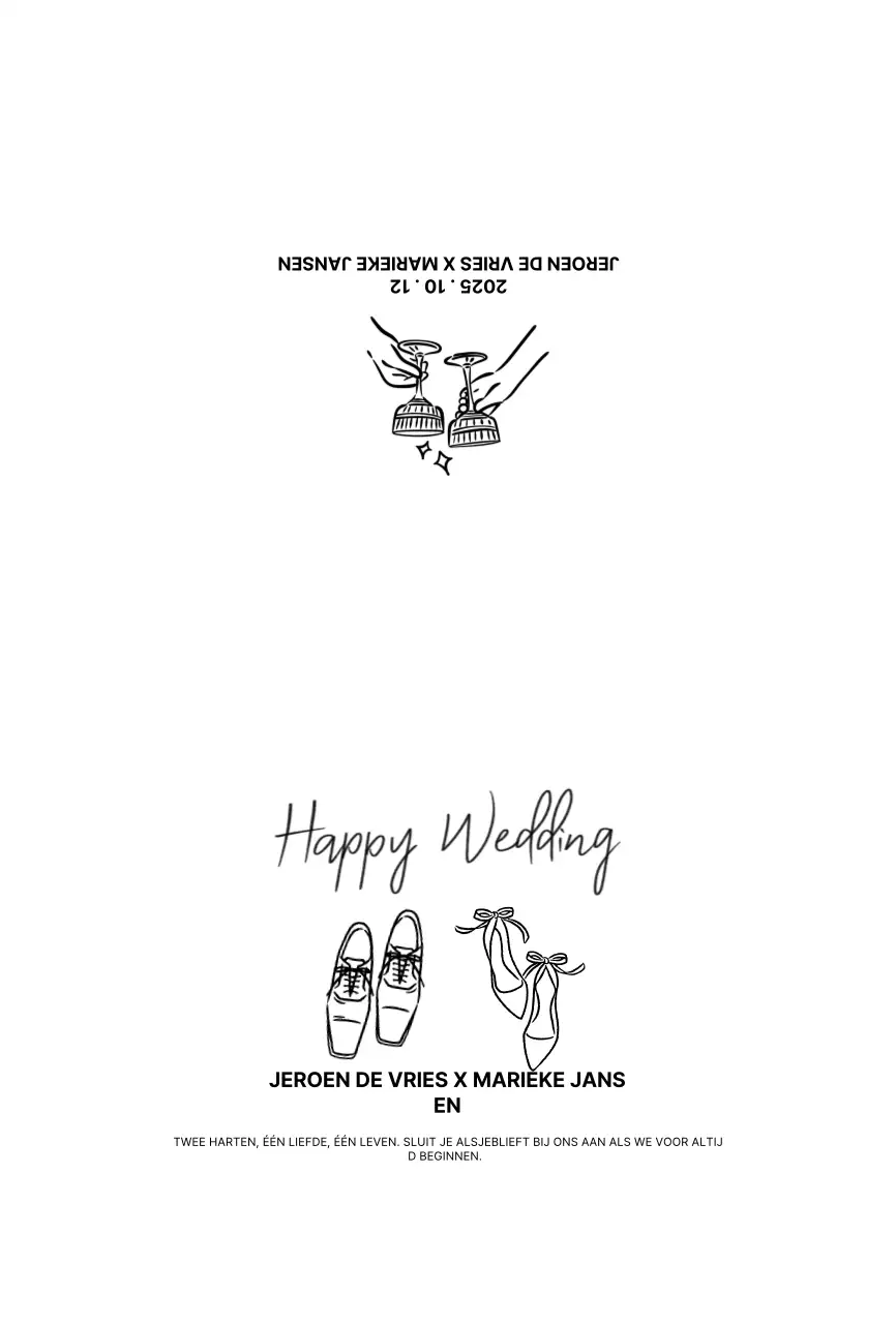 Witte eenvoudige huwelijksuitnodiging