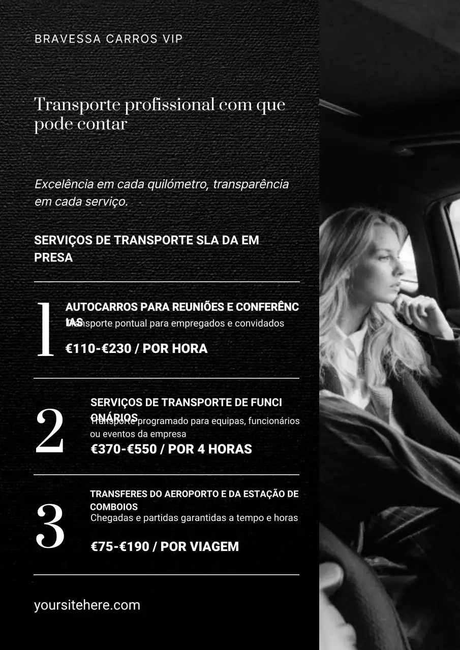 Cartaz de promoção de transporte profissional cinza