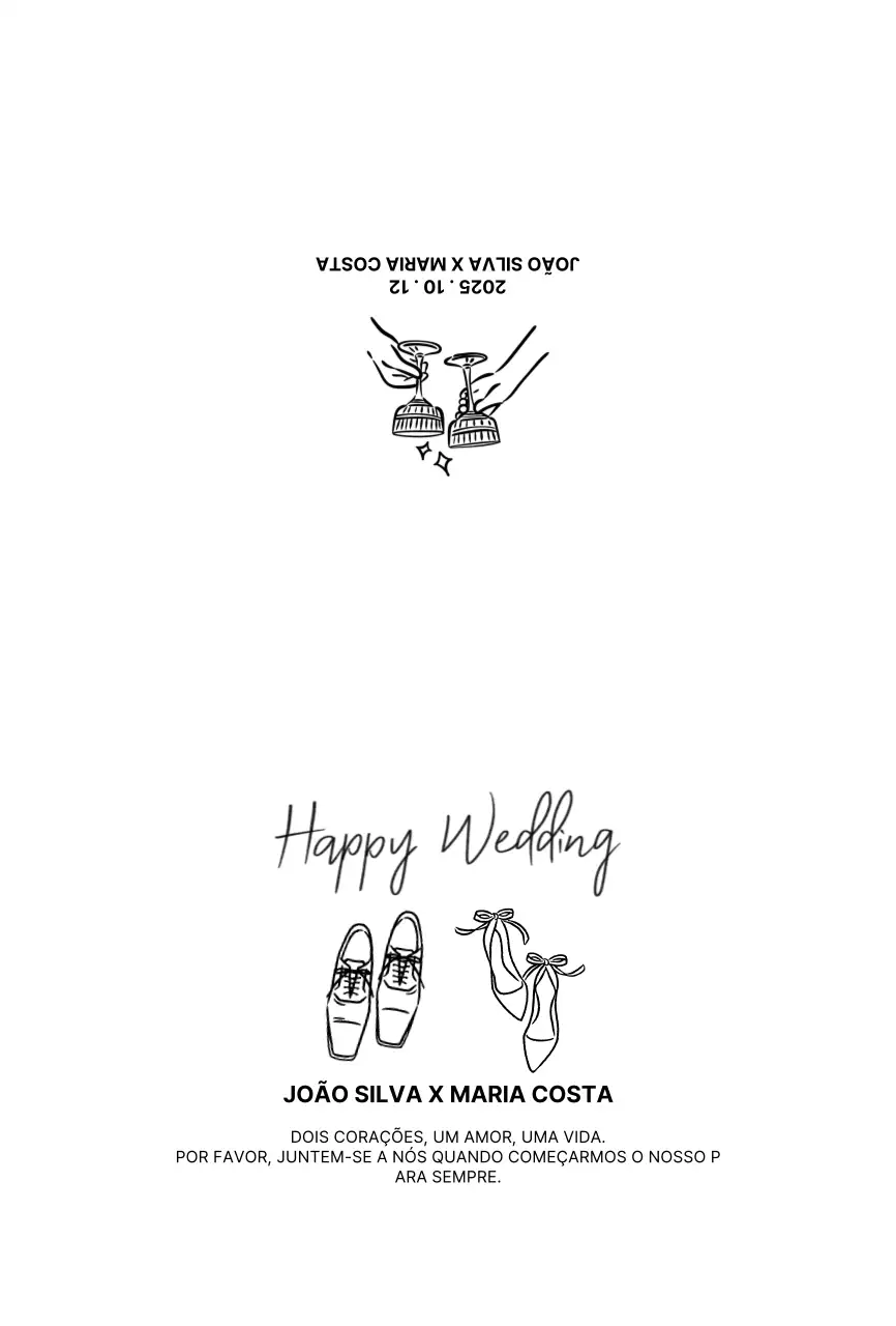Convite de casamento branco simples