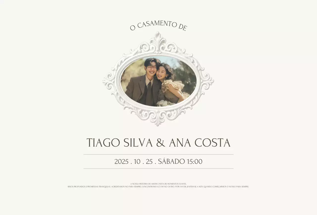 Convite de casamento clássico em marfim