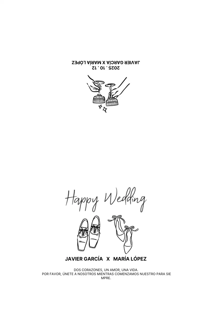 Invitación de boda sencilla blanca