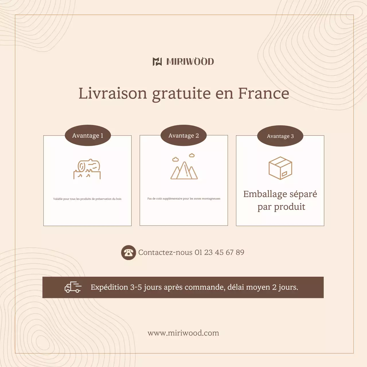 Promotion d'informations sur la livraison propre beige