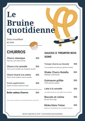 menu de desserts modernes de la marine