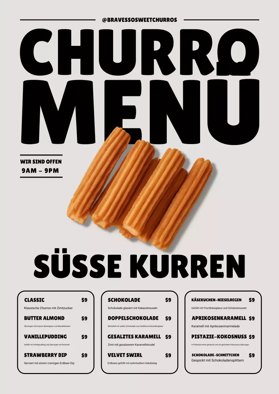 beige moderne Dessertkarte