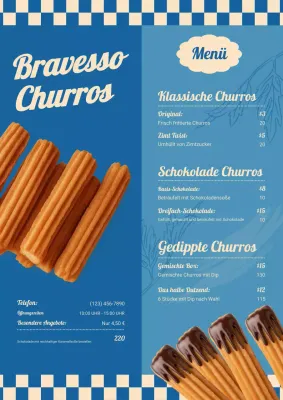 blaues Retro-Churros-Menü