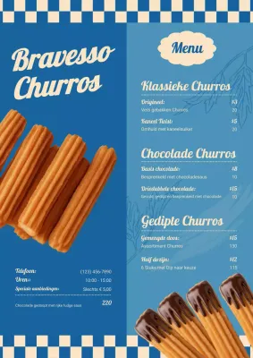 blauwe retro churros menu