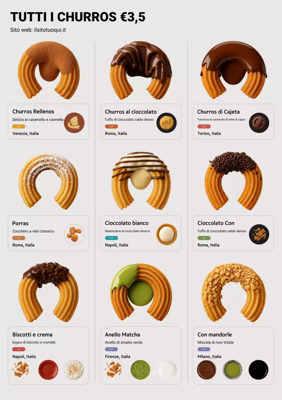 menu churros moderni marroni