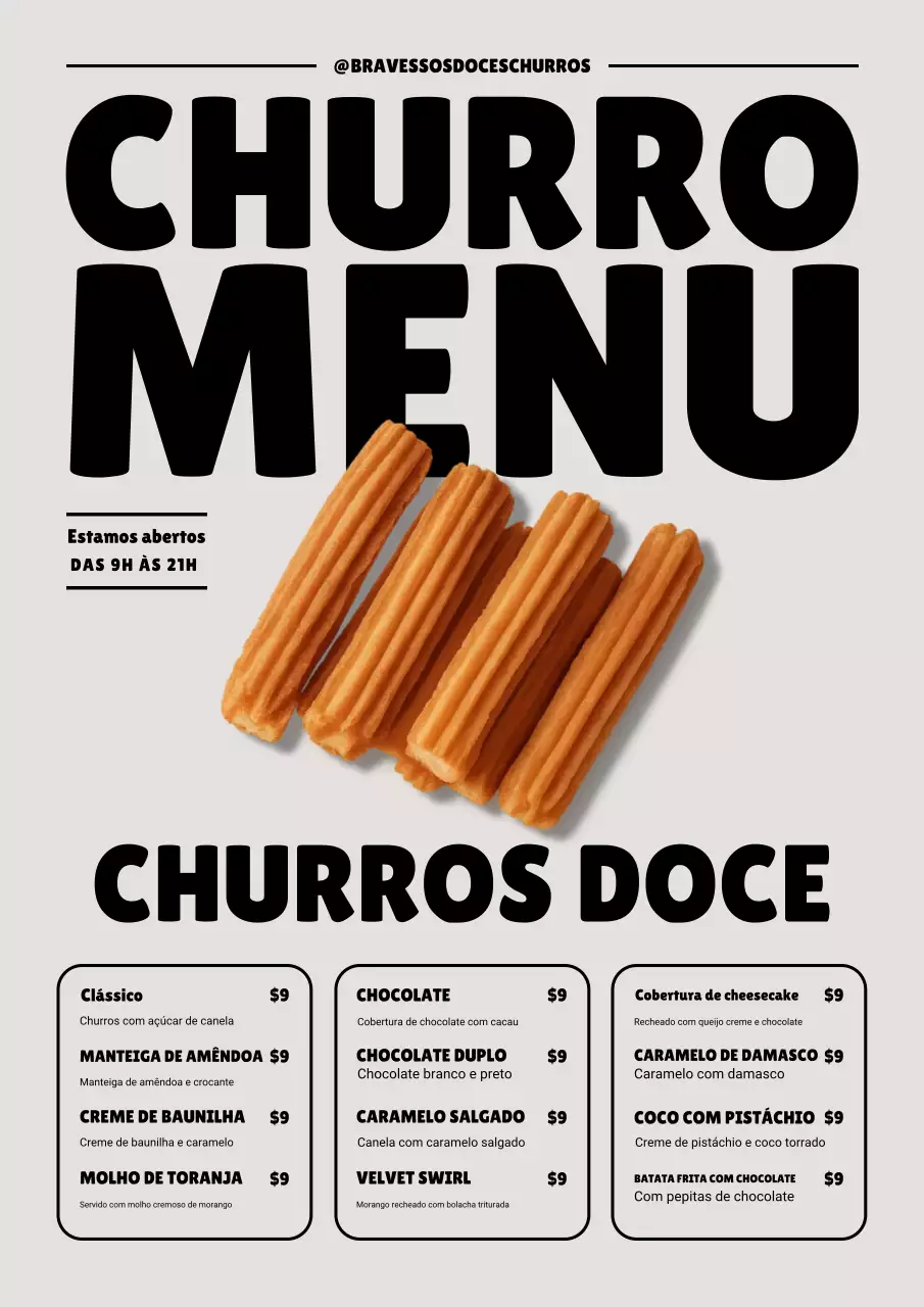 cardápio de sobremesas moderno bege