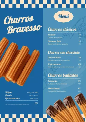 Menú de churros retro azules