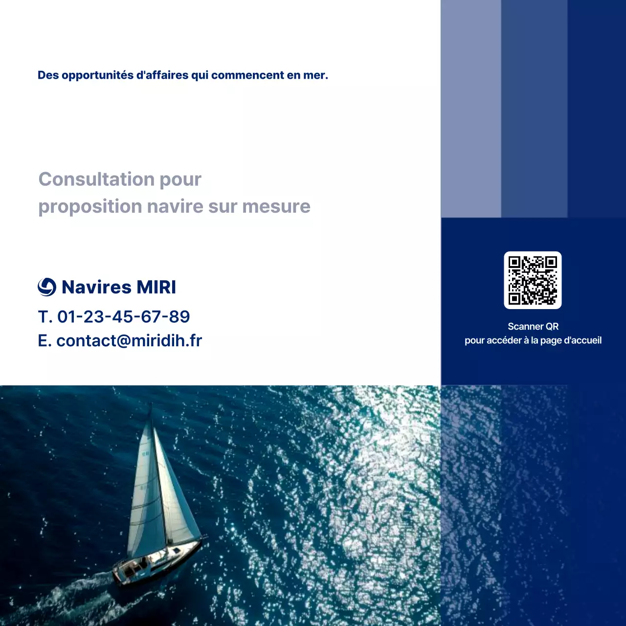 Publicité sur le tourisme maritime moderne bleu