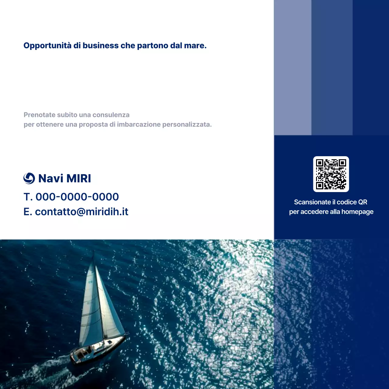 Pubblicità del turismo marino moderno blu