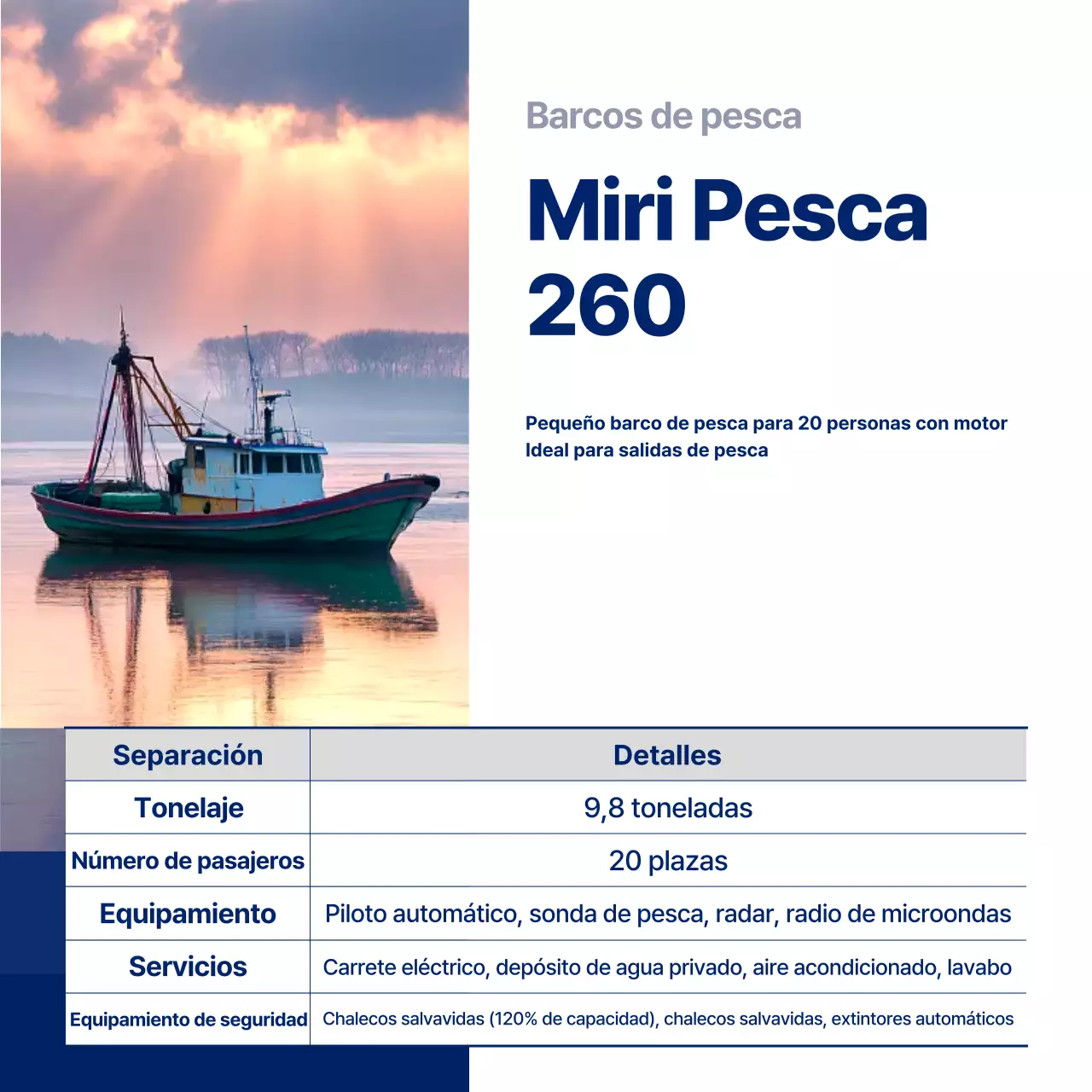 Anuncio de turismo marino moderno azul