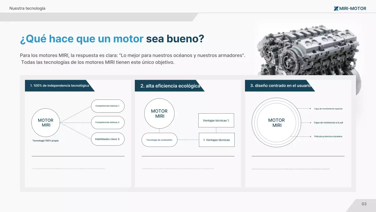 Anuncio de tecnología marina moderna en azul marino