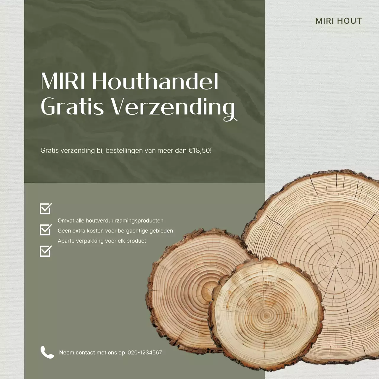 Khaki Simple Wood Bezorginformatie