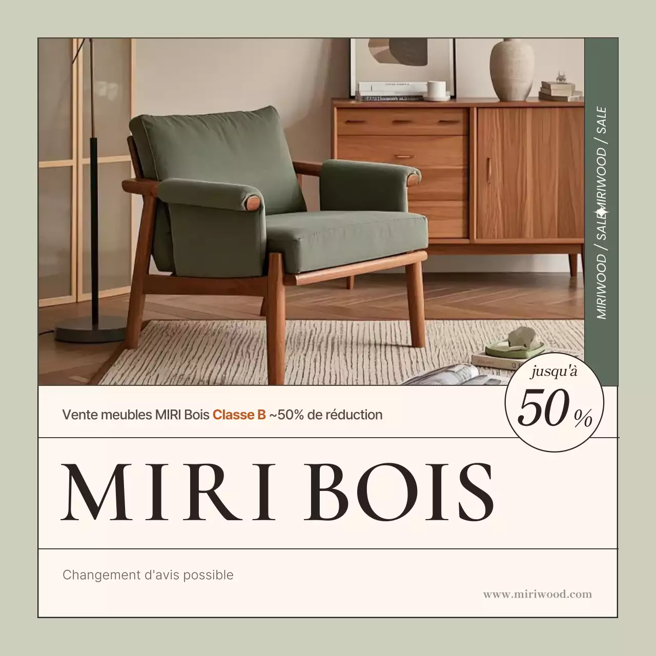 Remise sur les meubles simples kaki