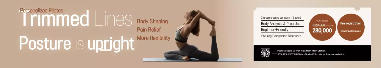 Quảng cáo Pilates tối giản màu be