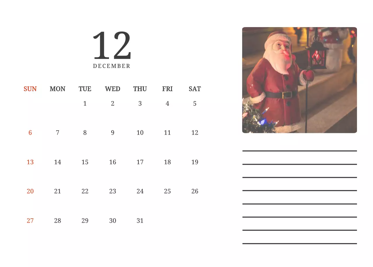 風景画の中の教会が際立つ写真コンセプトのカレンダー