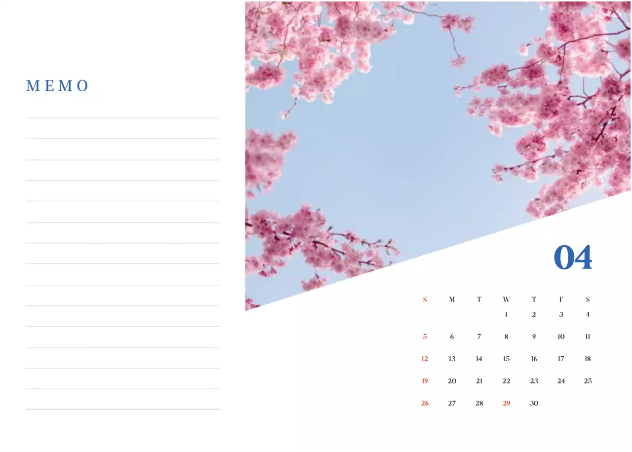 ブルーモダン病院カレンダー