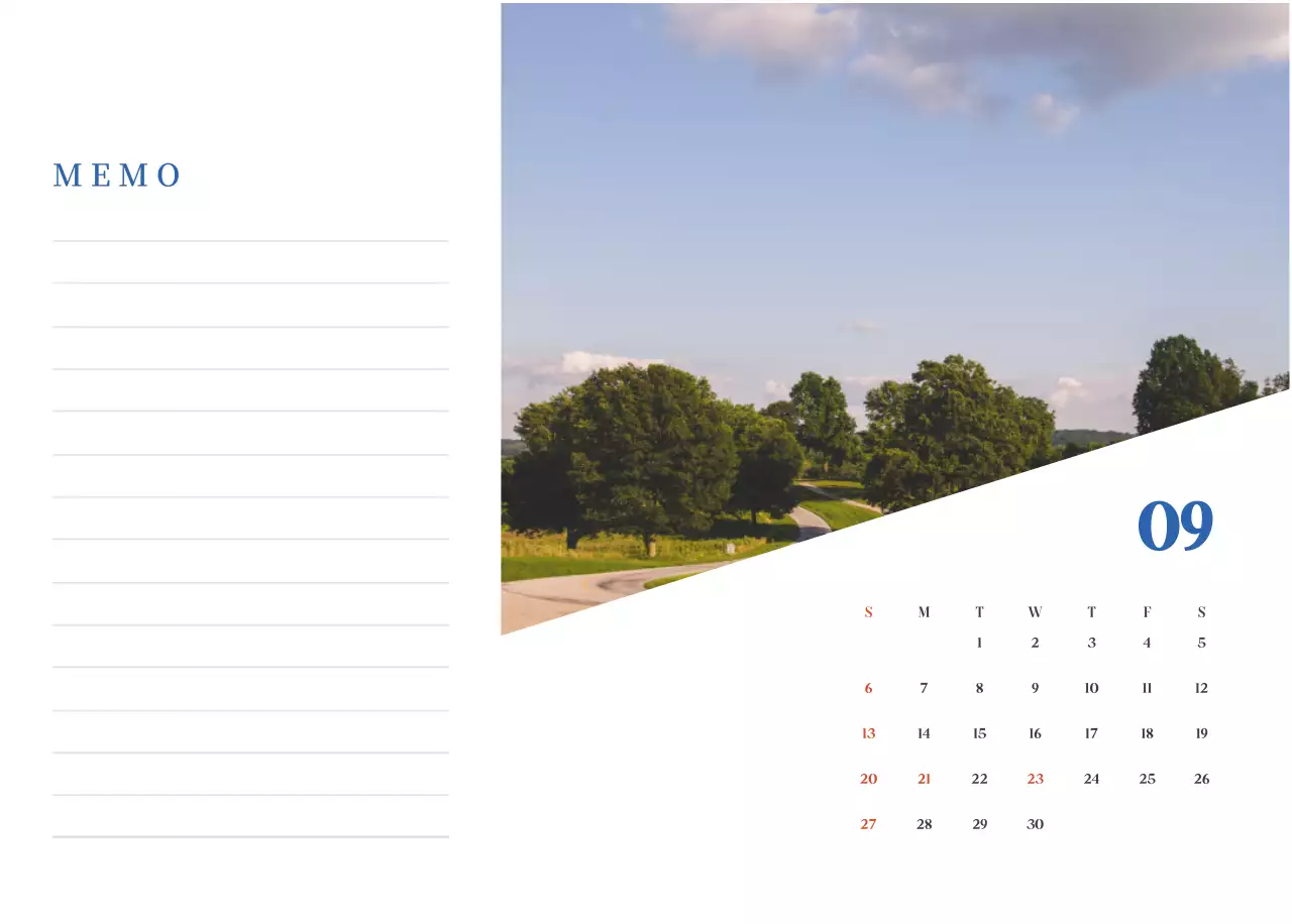 ブルーモダン病院カレンダー