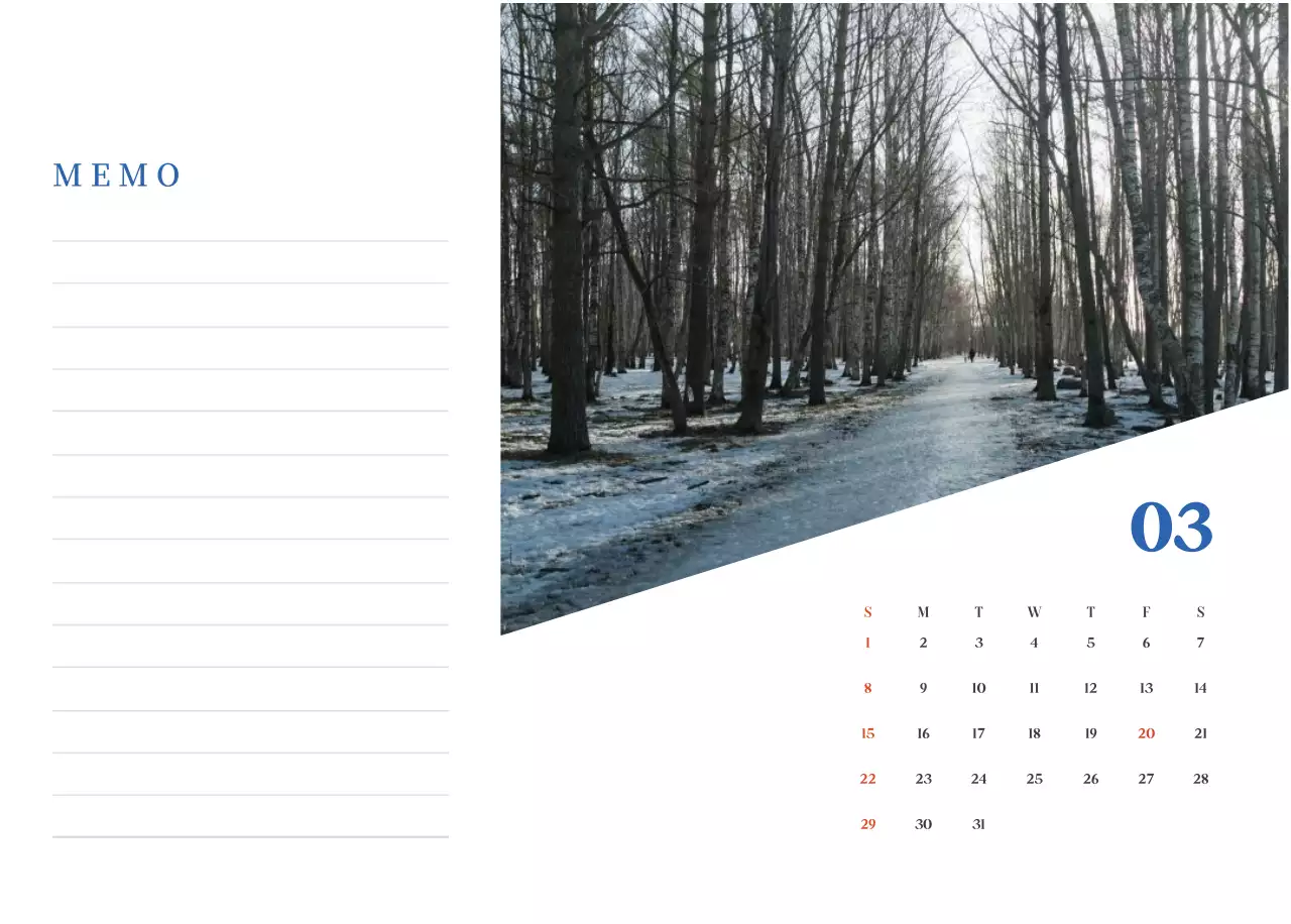 ブルーモダン病院カレンダー
