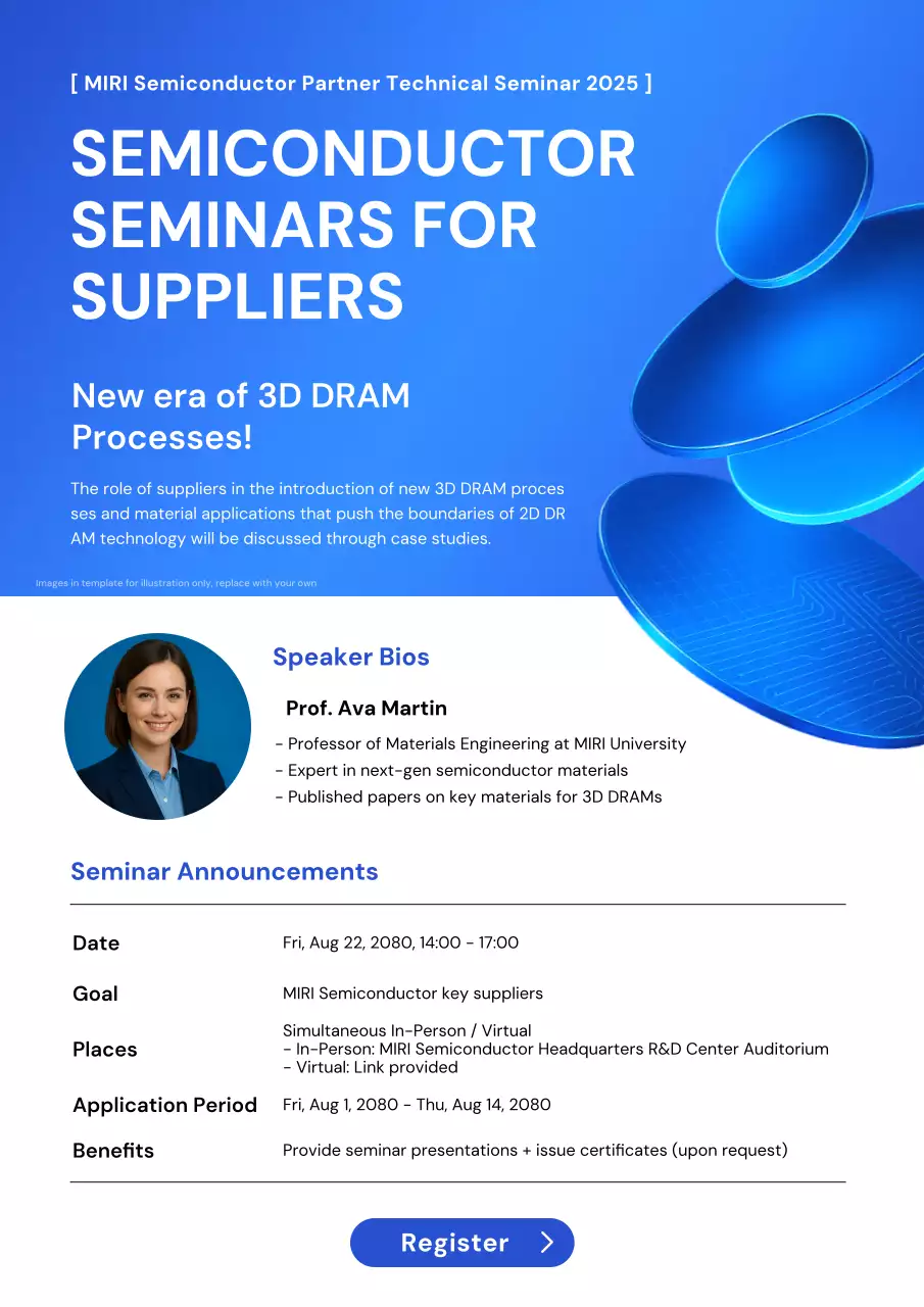 thông báo hội thảo bán dẫn hiện đại màu xanh