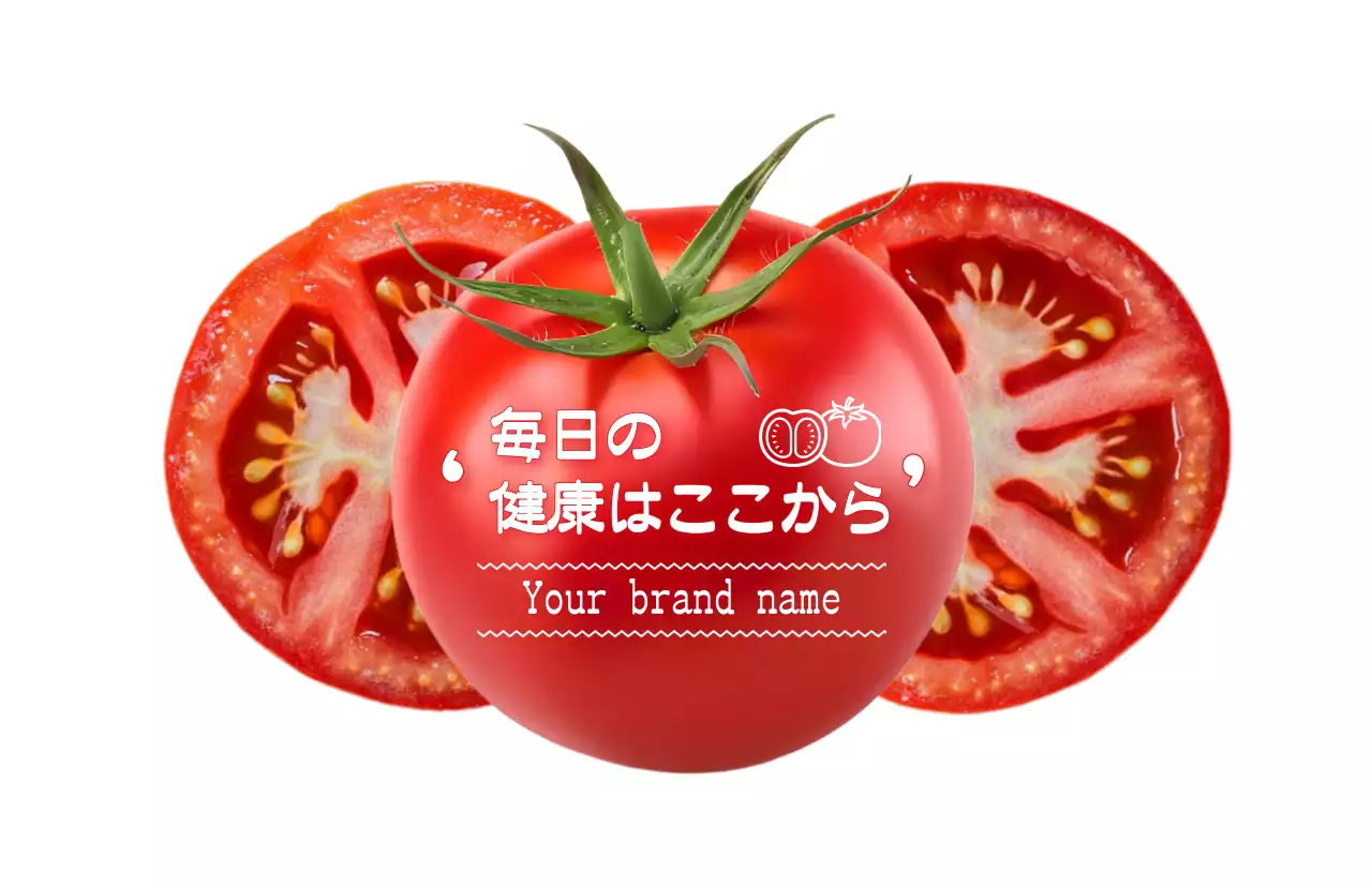 赤 シンプル トマト ラベル 写真