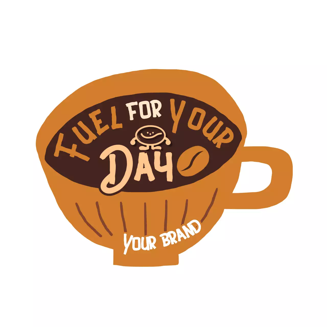 茶色 シンプル コーヒー ロゴ イラスト