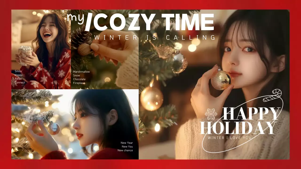 red cozy holiday announcement