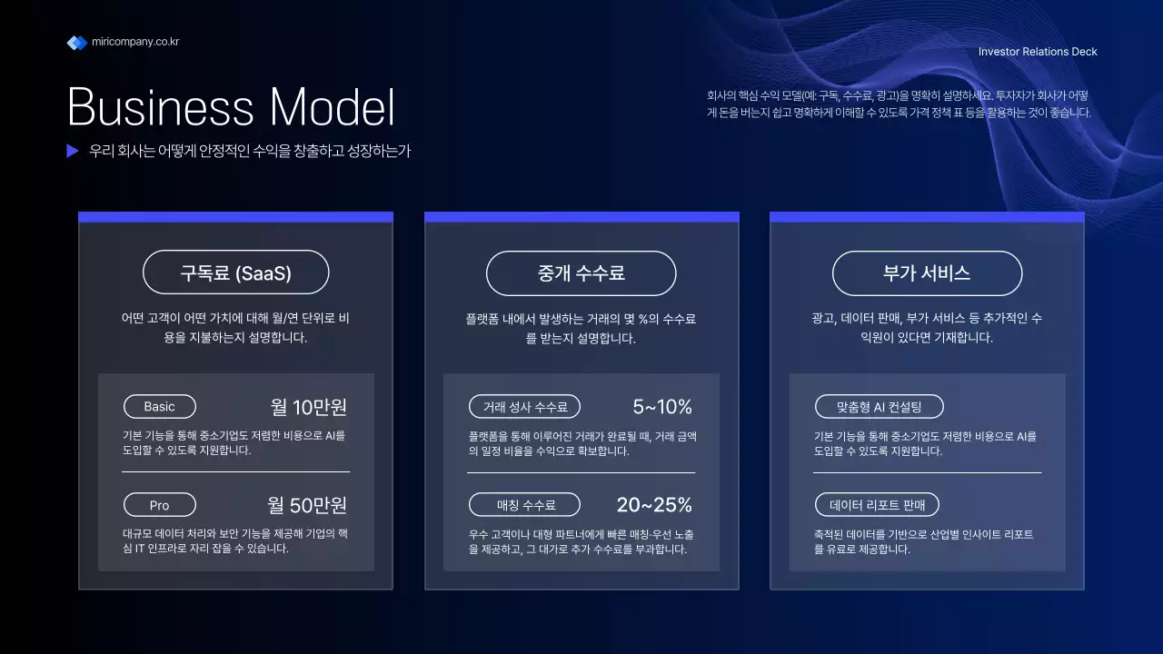 남색 모던 투자 설명서 홍보