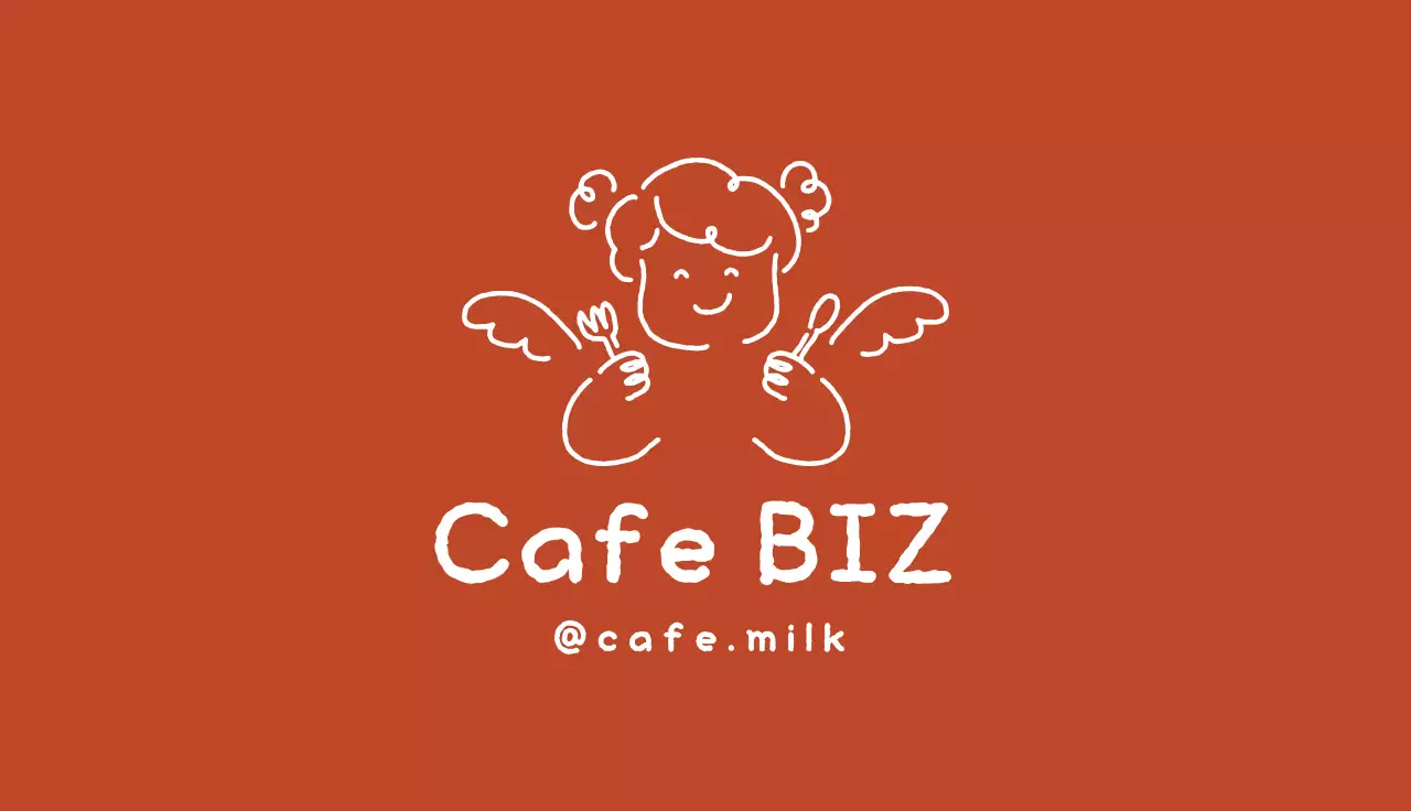 레드 심플 카페 로고 명함